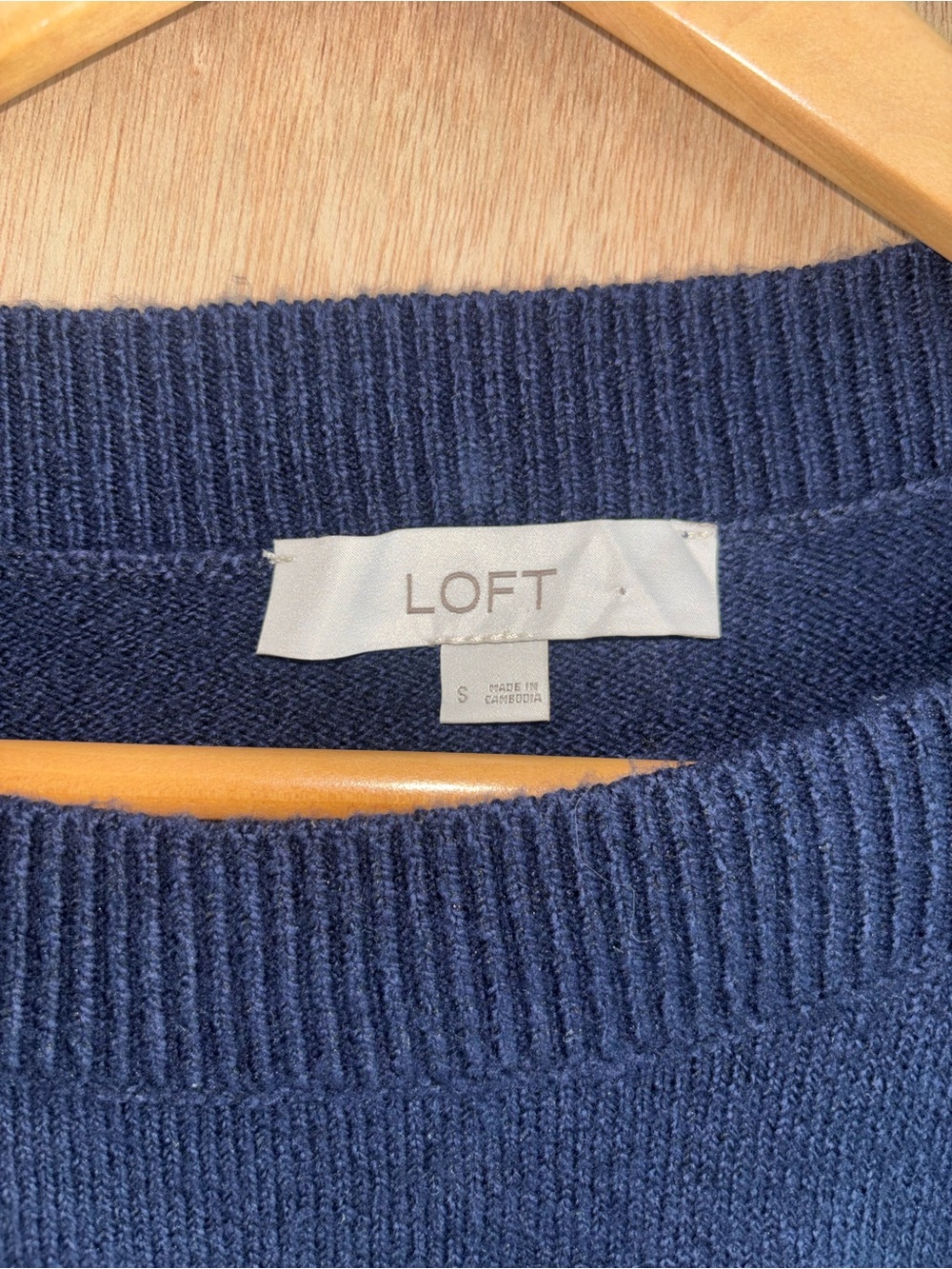 LOFT Navy Blue Oversized Cotton Blend Sweater Size Small - Picture 7 of 8